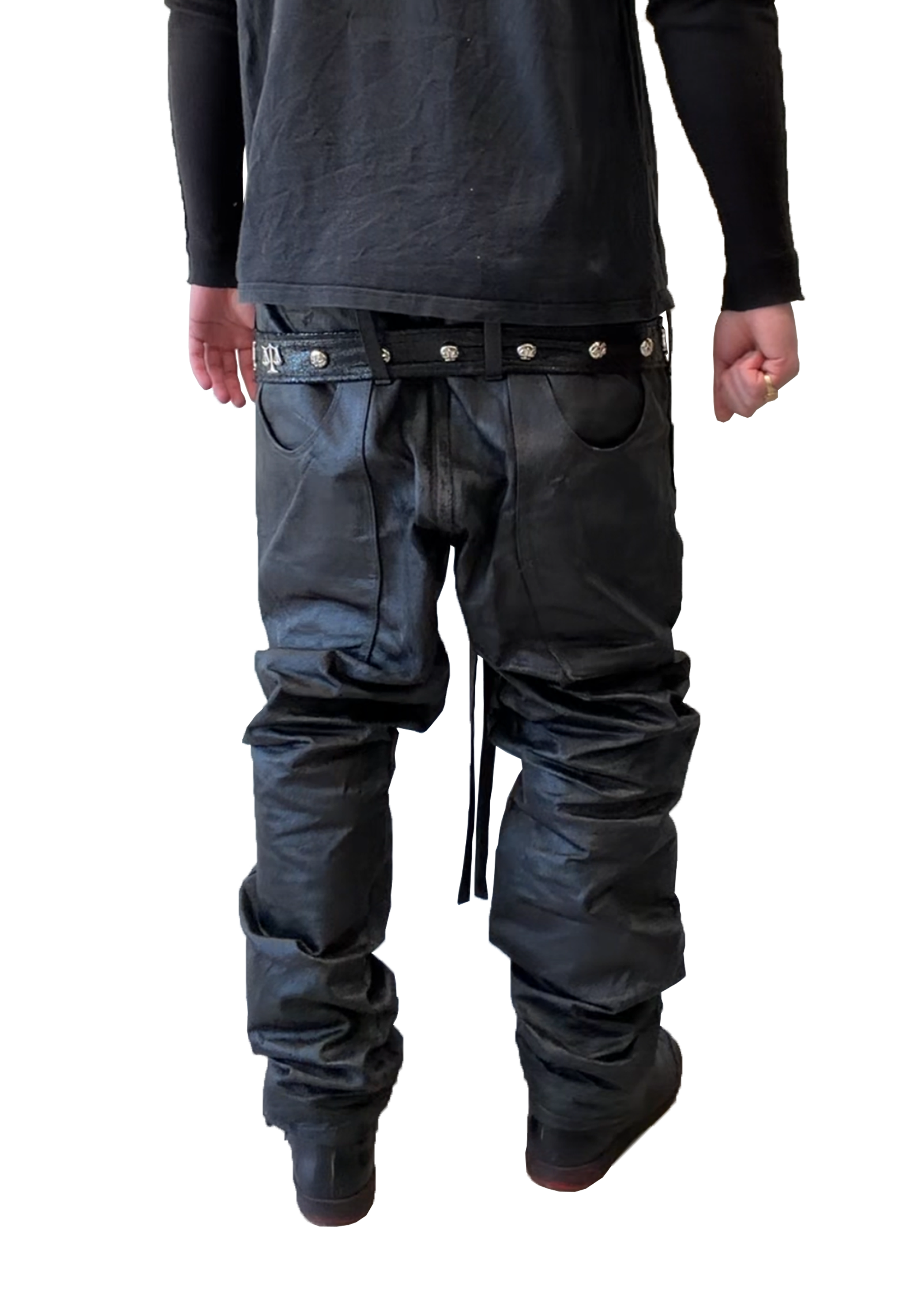 FITTED STACKED DENIM TROUSERS-4