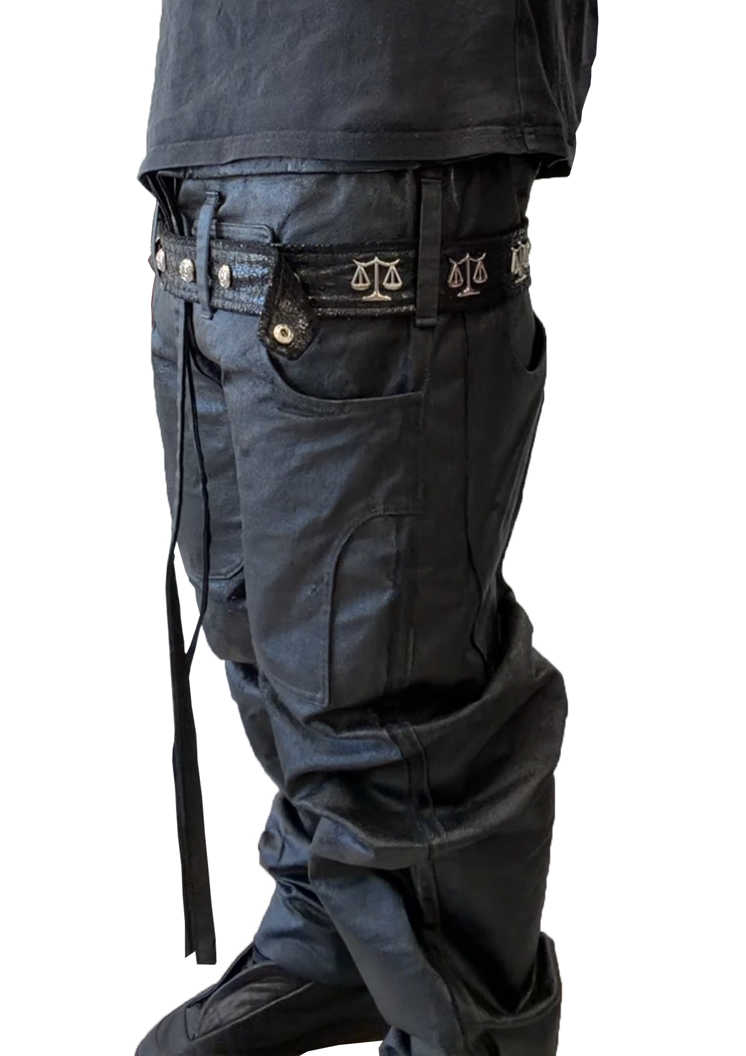 FITTED STACKED DENIM TROUSERS-5